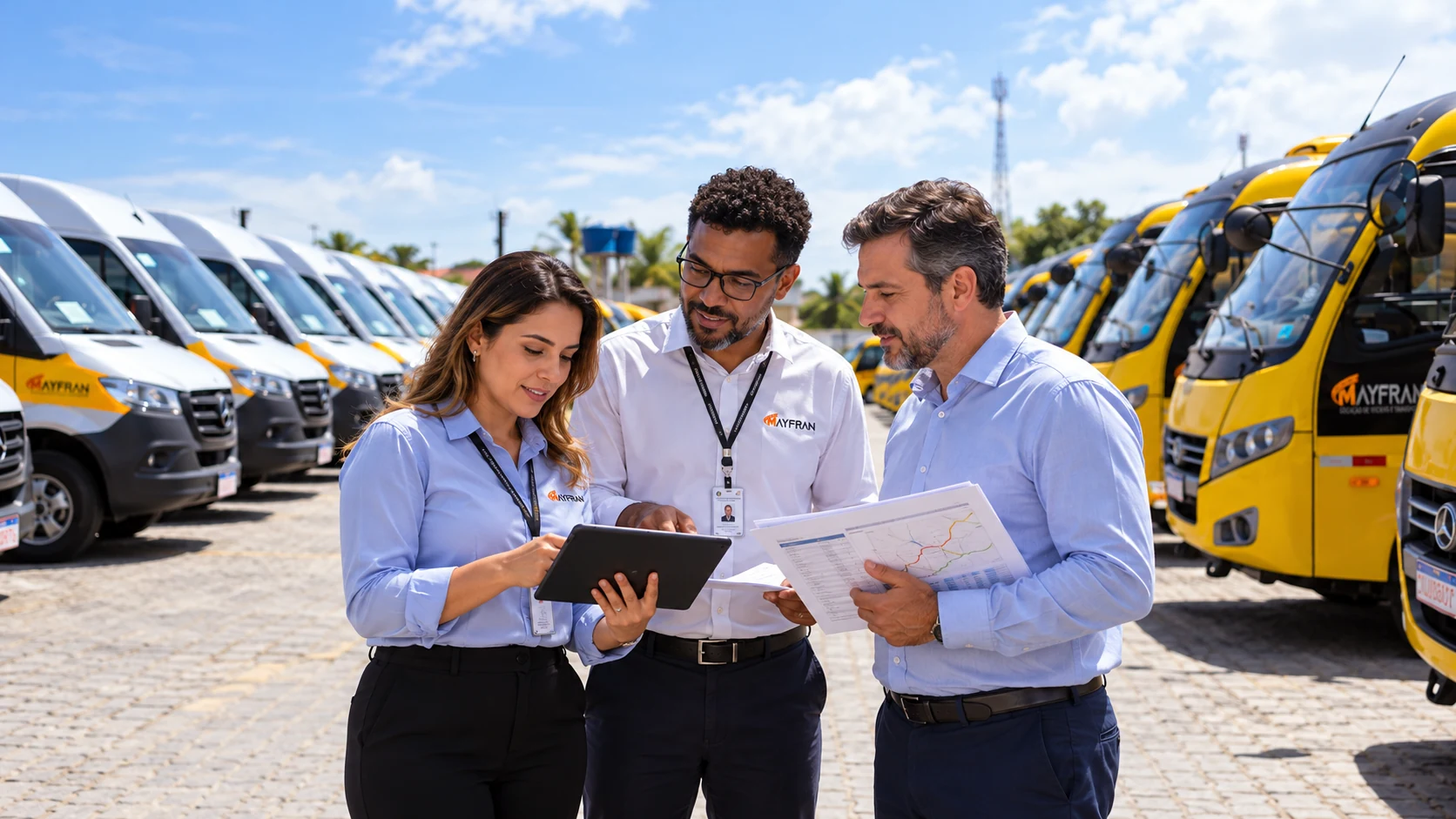 Equipe Mayfran analisando rotas e dimensionamento da frota