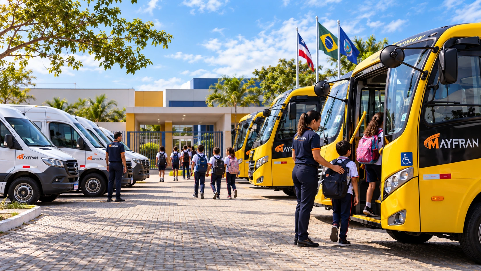Equipe Mayfran reunida em operação no pátio da frota